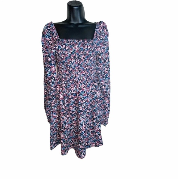 Stitch & Pine Floral Smocked Long Sleeve Dress Med - Picture 1 of 13